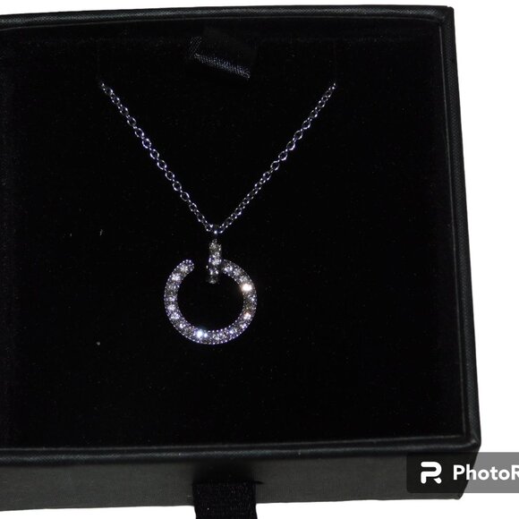 Vince Camuto Ayla Necklace New In Box Silvertone With Crystals - Picture 2 of 5